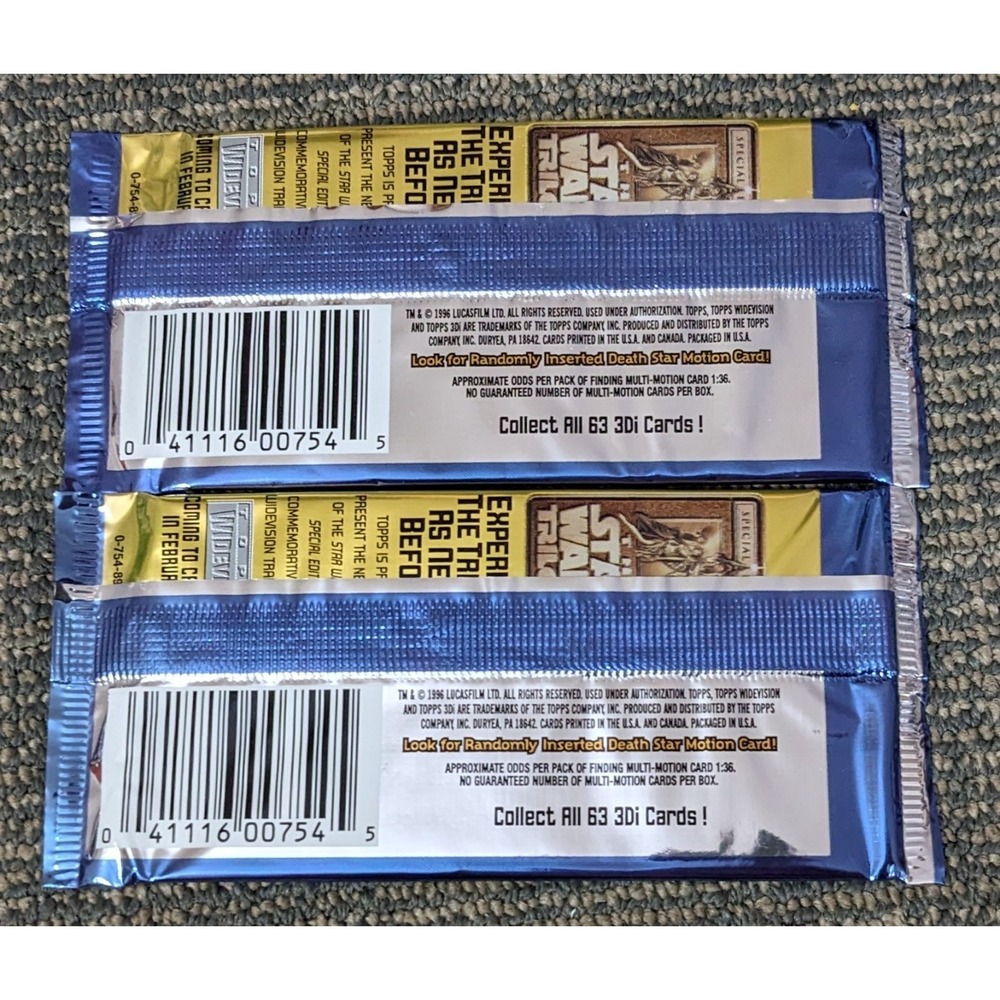 1996 Star Wars 3D Trading Cards Topps Deluxe Widescreen 3 Packs Sealed - Picture 2 of 2